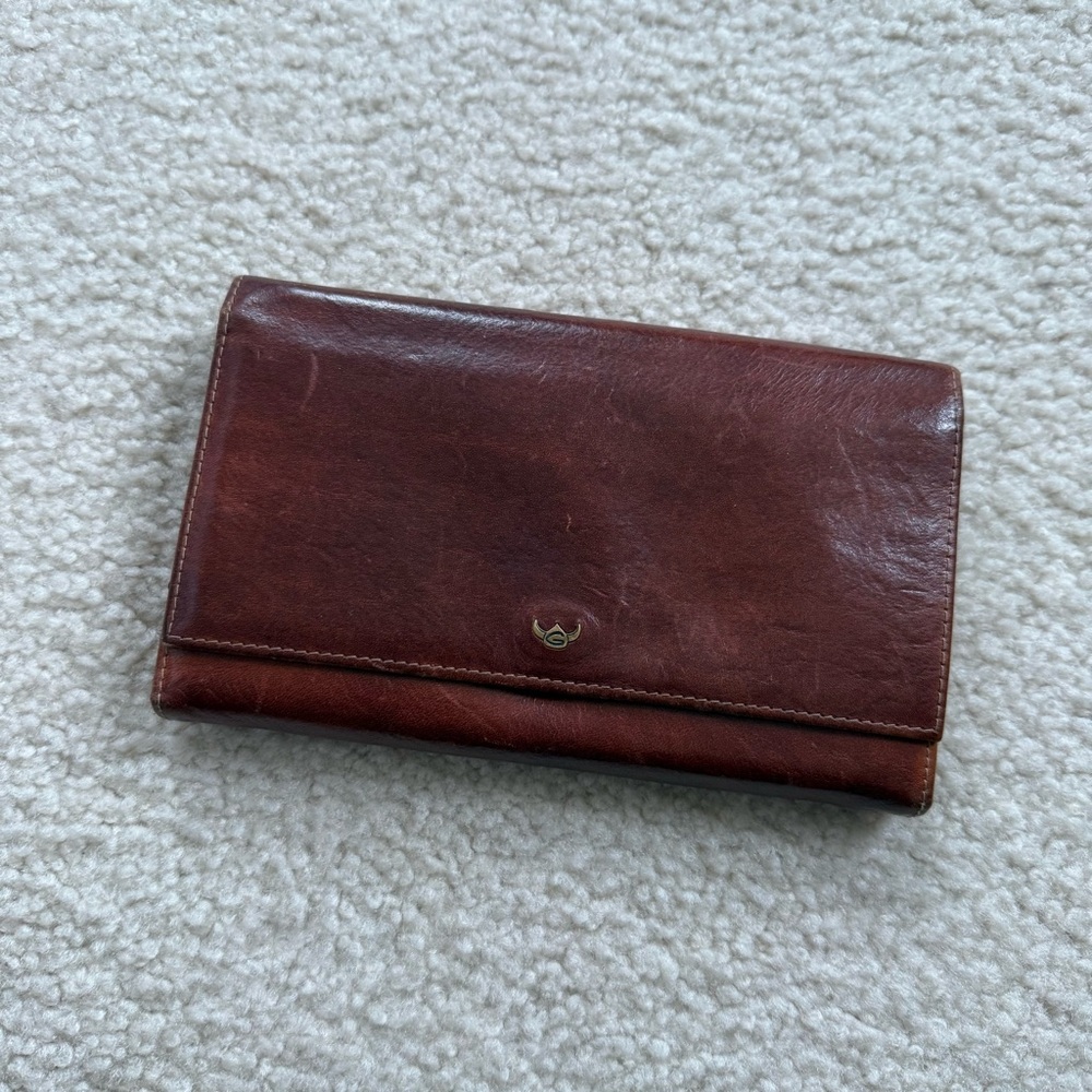 Vintage Golden head handmade cognac leather wallet